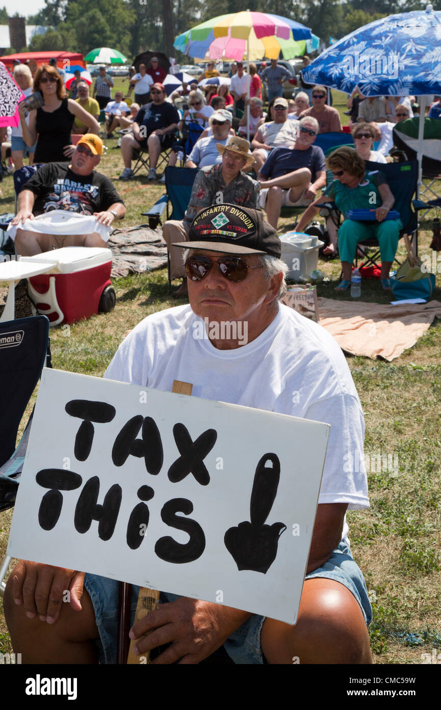 Belleville, Michigan - 14. Juli 2012 - ein 'Patrioten im Park' Rallye, organisiert von der Tea Party und die Amerikaner für den Wohlstand. Stockfoto