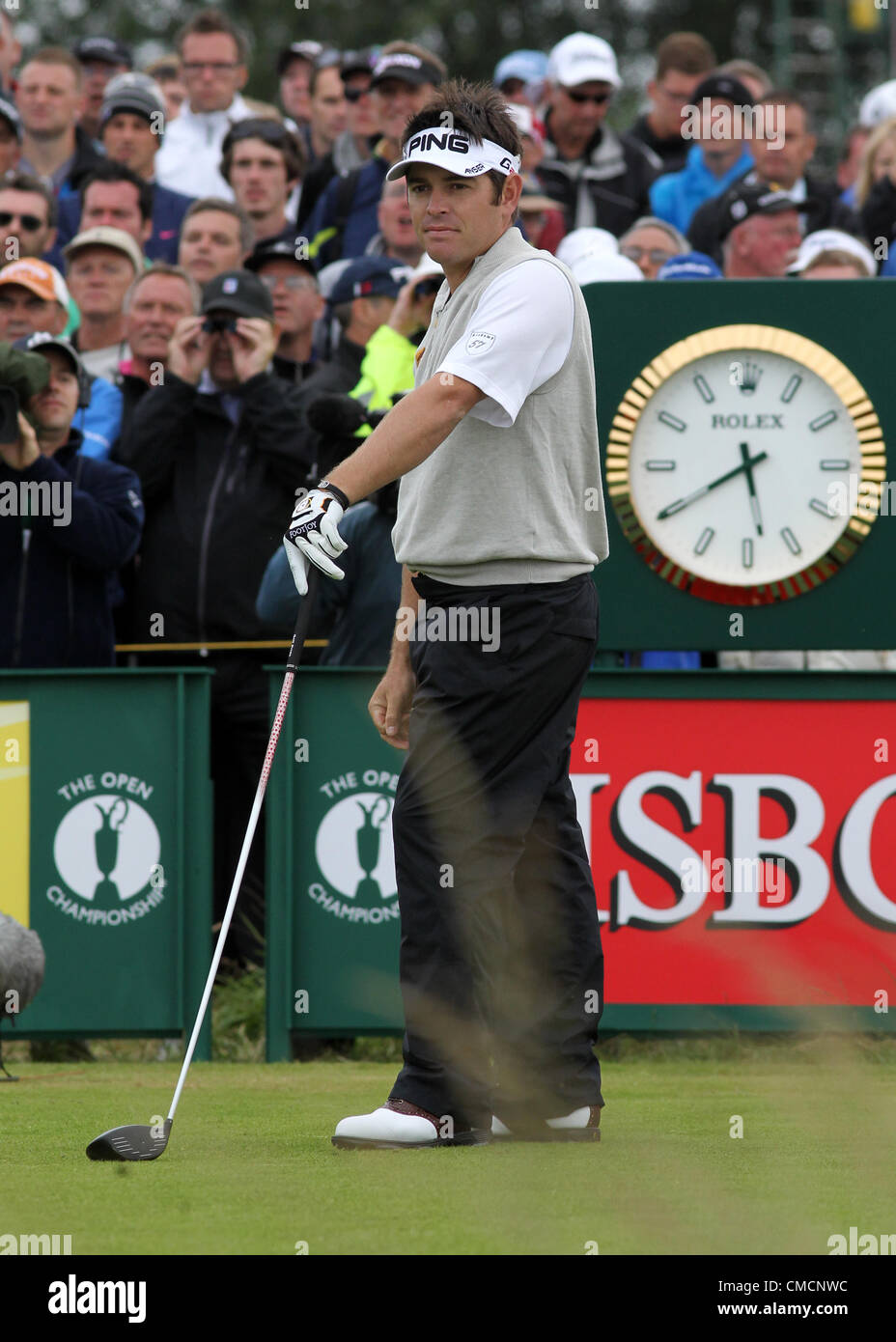 19.07.12 Lytham &amp; St. Annes, England. Ehemalige-Open-Sieger Louis Oosthuizen von Südafrika in Aktion in der ersten Runde der Open Golf Championship aus der Royal Lytham &amp; St. Annes Golfplatz in Lancashire Stockfoto