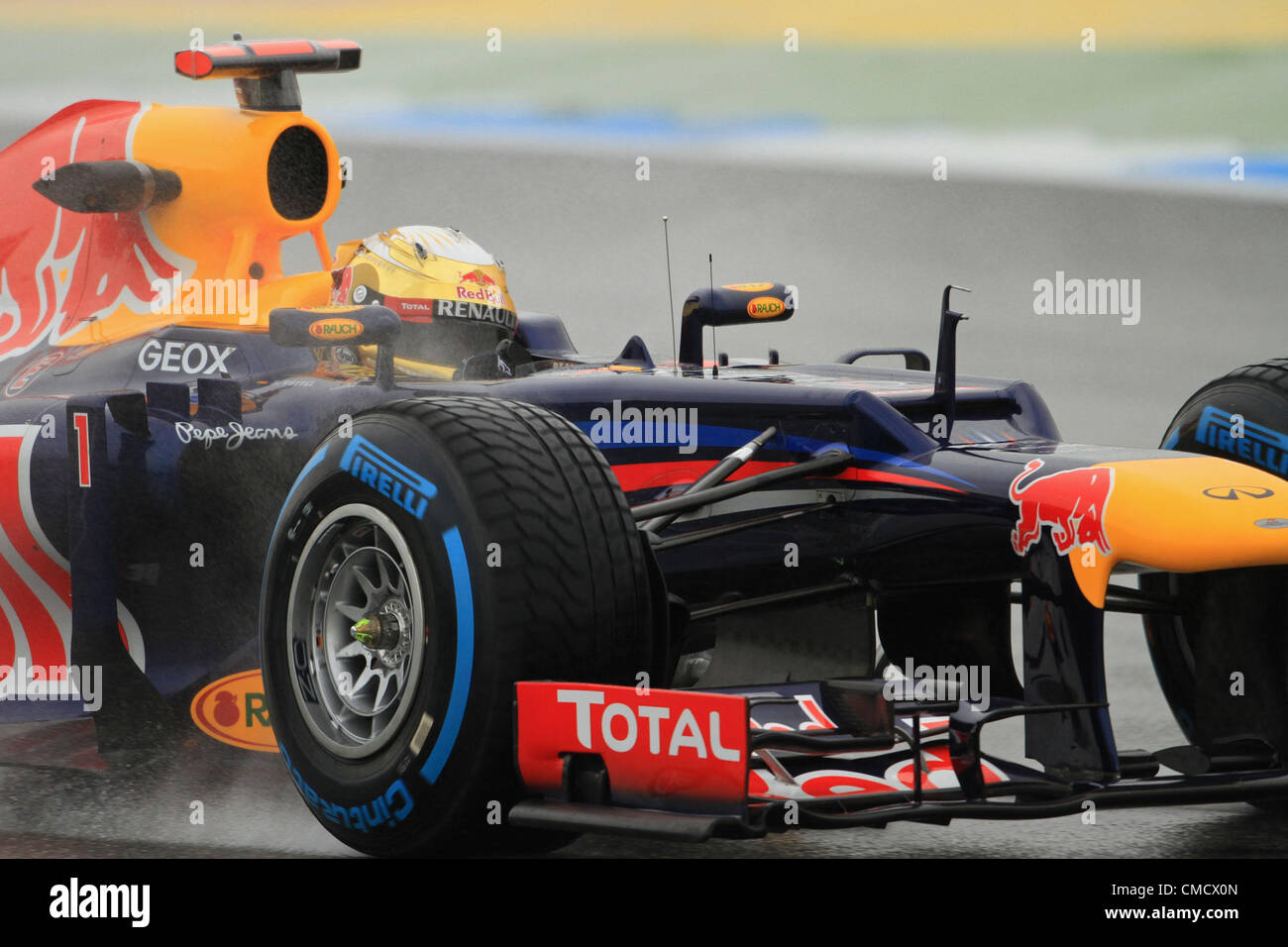 20.07.2012. Hockenheim, Deutschland, Sebastian Vettel nimmt auf Hockenheim beim Training am Freitag Stockfoto