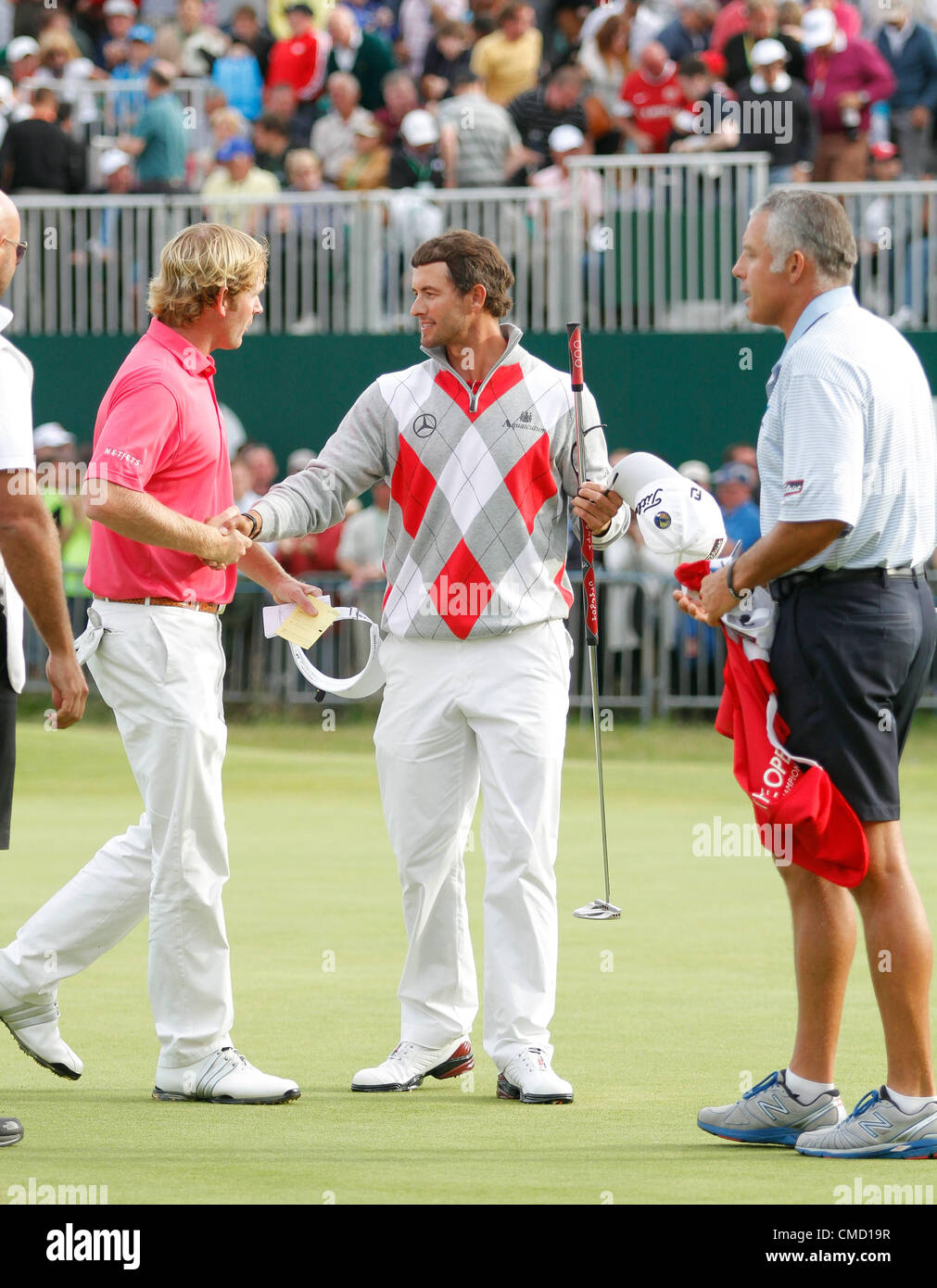 BRANDT SNEDEKER & ADAM SCOTT AM 18. GRÜN LYTHAM & ST. ANNES LANCASHIRE ENGLAND 21. Juli 2012 Stockfoto