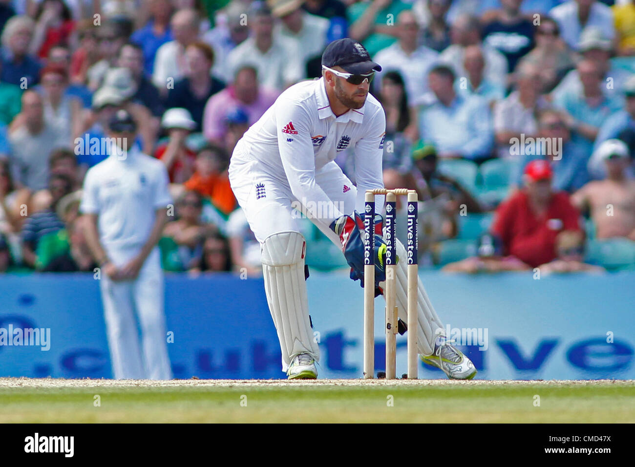 22.07.2012 London, England. Englands Matt Prior während der Investec Cricket Test Länderspiel zwischen England und Südafrika, spielte auf dem Kia Oval Cricket Ground: obligatorische Kredit: Mitchell Gunn Stockfoto