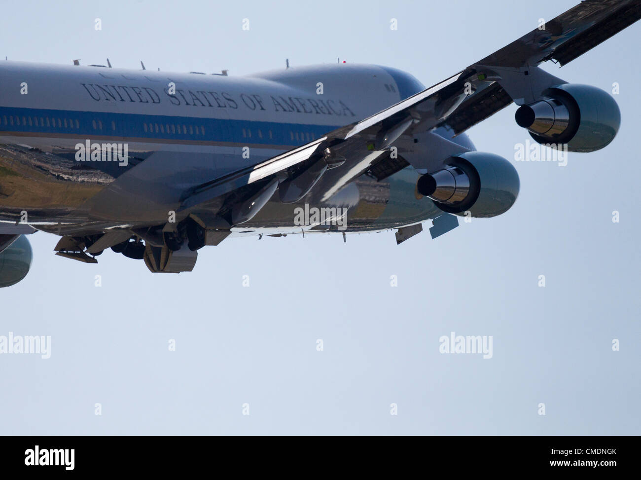 Präsident Obama fährt von King County Airport/Boeing Field, Seattle, Washington auf der Air Force One, 25. Juli 2012 Stockfoto