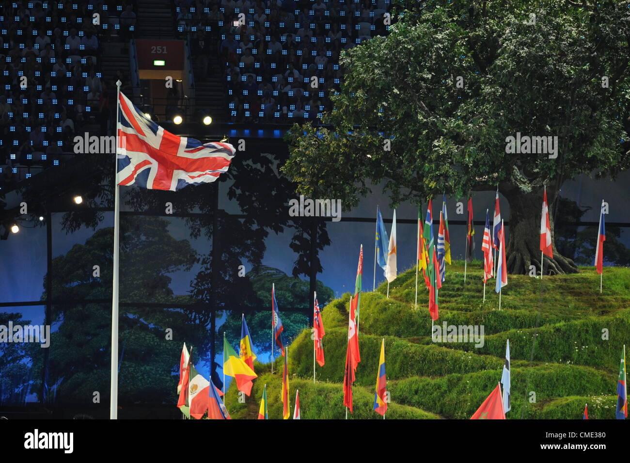 27.07.2012. London, England. Die Eröffnungsfeier der Olympischen Spiele aus dem Olympiastadion in Stratford. Stockfoto