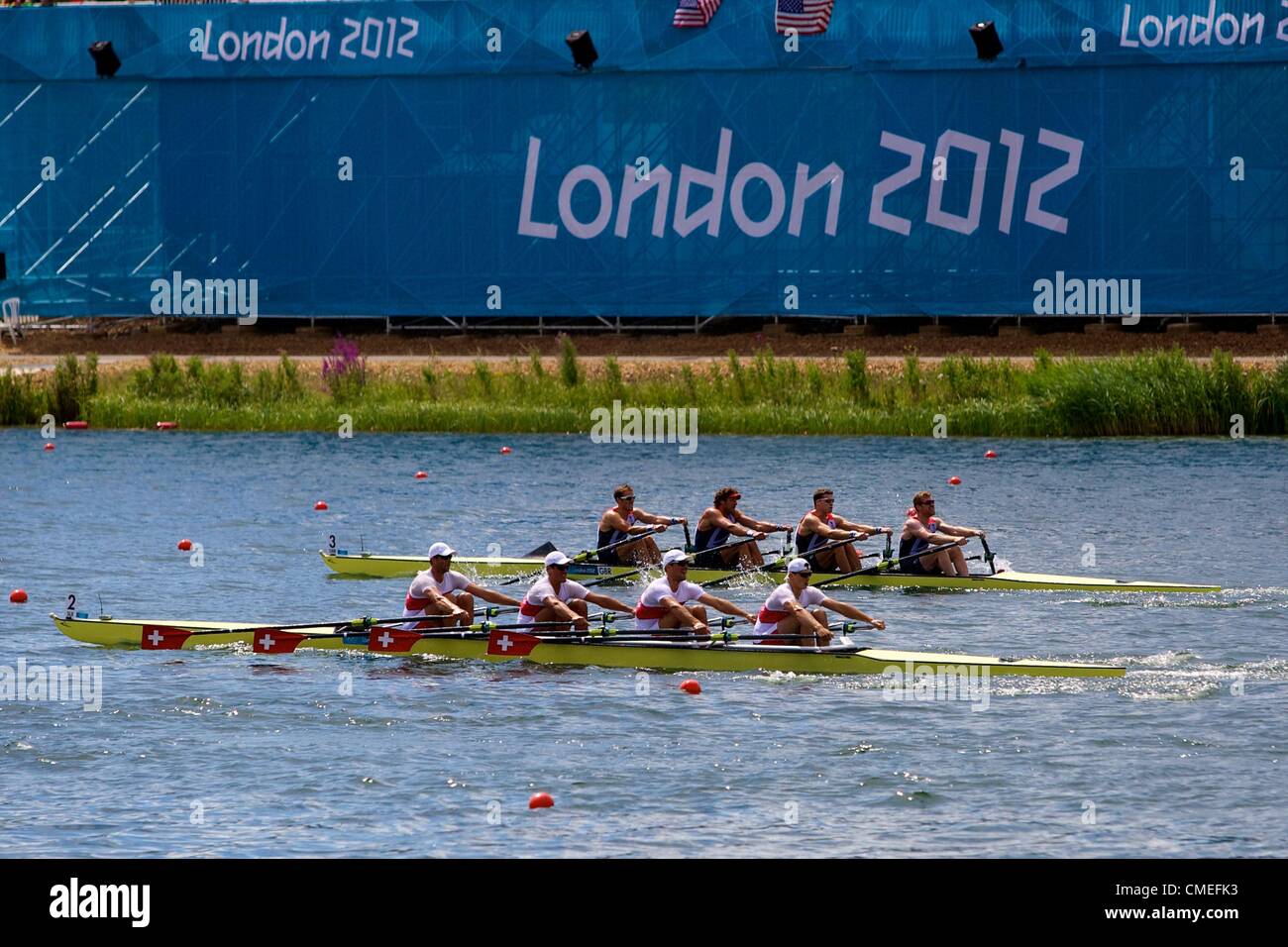 28.07.2012 Dorney Lake, England. Allgemeine Ansichten vom 1. Tag der Olympischen Regatta. Stockfoto