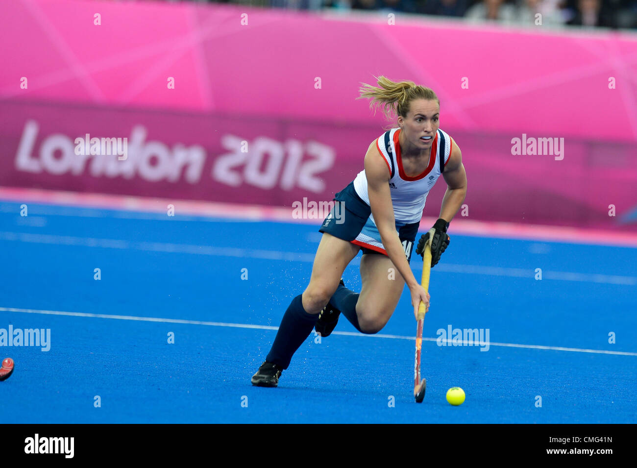 04.08.2012. London England.  Laura Bartlett Team GB Frauen Mannschaft gegen China. Riverbank Arena, London Olympischen Spiele in London 2012 Stockfoto