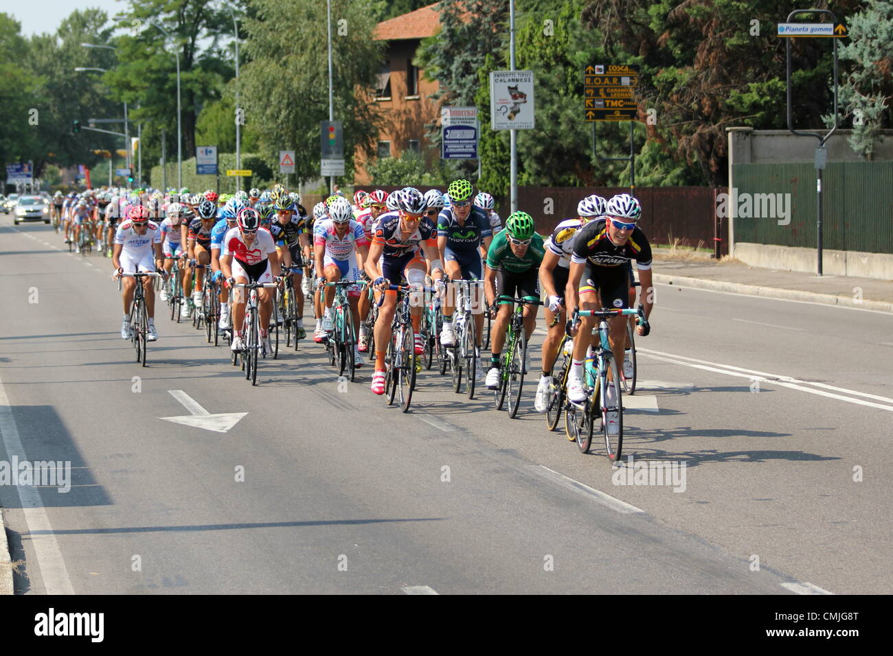 Donnerstag, 16. August 2012 - Legnano, Italien: 94. Ausgabe des historischen Cup Bernocchi, internationale Radrennen. Abfahrts- und Ankunftszeiten auf Toselli Straße in Legnano, Italien. Stockfoto