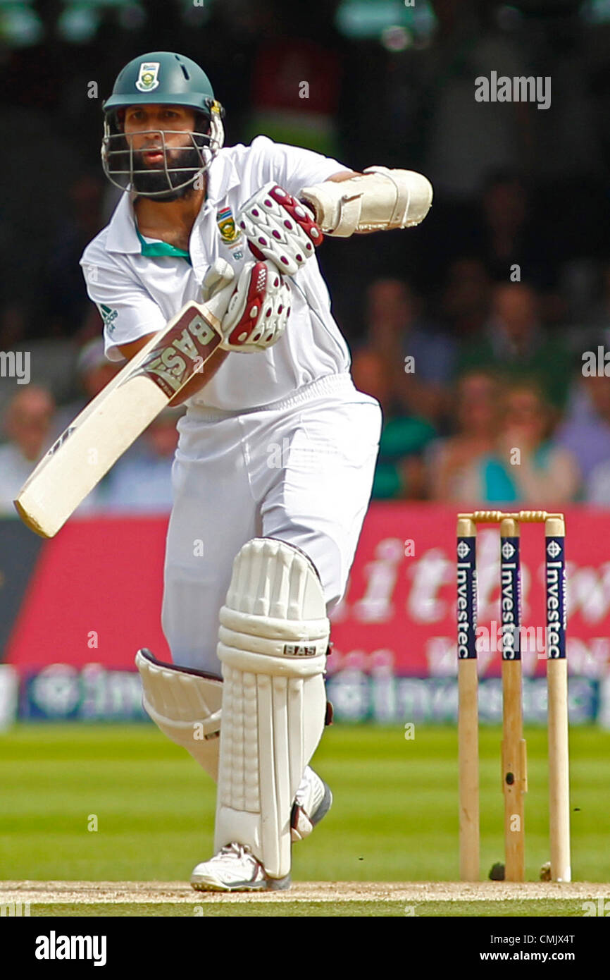 19.08.2012 London, England. Südafrikas Hashim Amla während der dritten Investec Cricket Test Länderspiel zwischen England und Südafrika, spielte an der Lords Cricket Ground: obligatorische Kredit: Mitchell Gunn Stockfoto