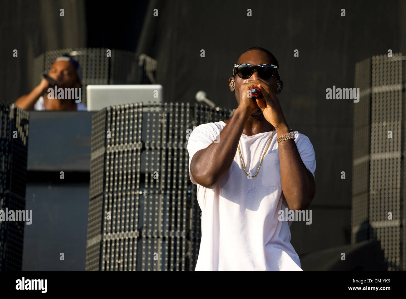 Tinie Tempah führt beim V Festival Chelmsford, 19. August 2012 in Chelmsford, Großbritannien Stockfoto