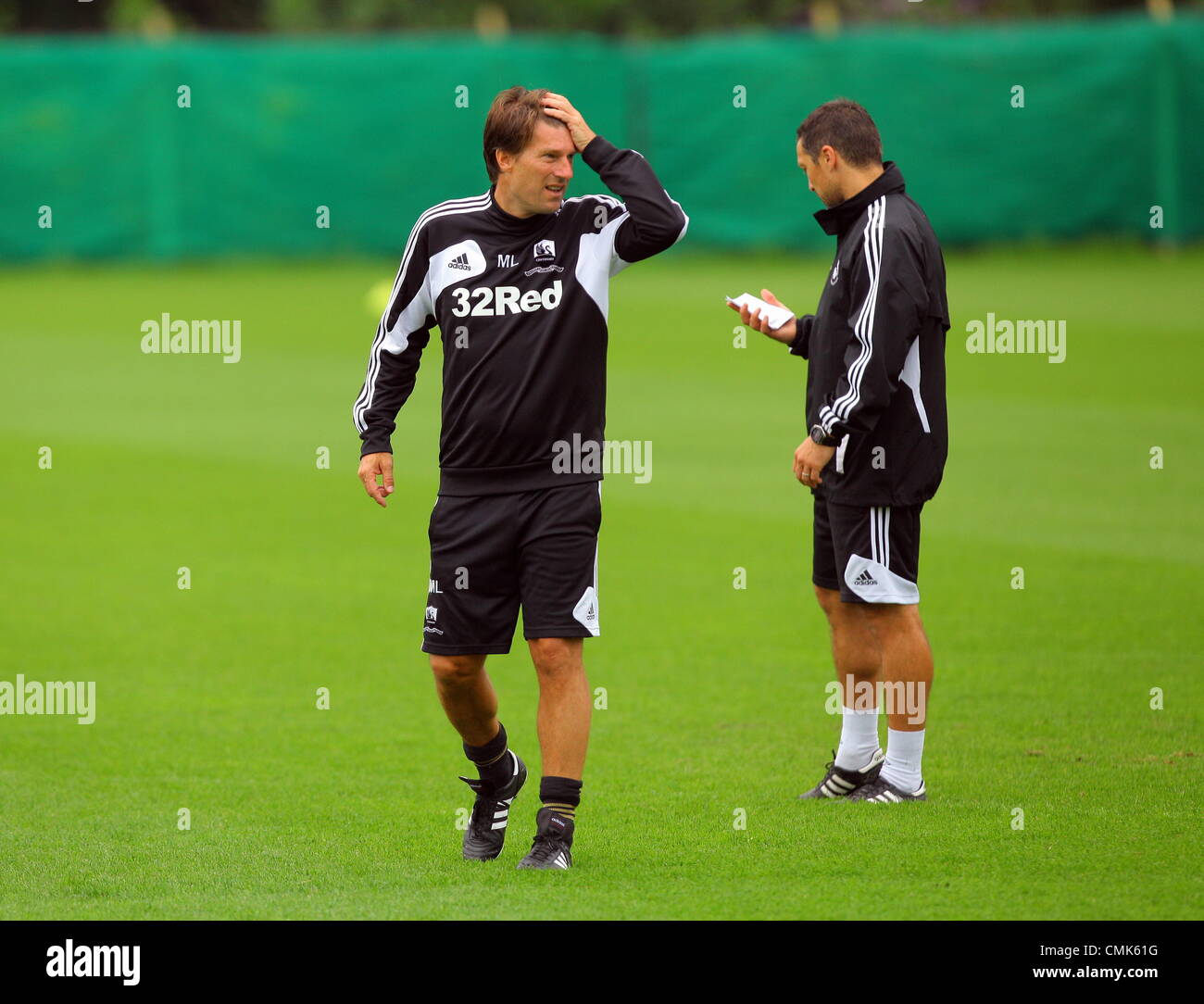 Im Bild: Manager Michael Laudrup. Dienstag, 21. August 2012 Re: Barclays Premier League Seite Swansea City Football Club Training bei Llandarcy, South Wales, UK. Bildnachweis: D Legakis / Alamy Live News Stockfoto