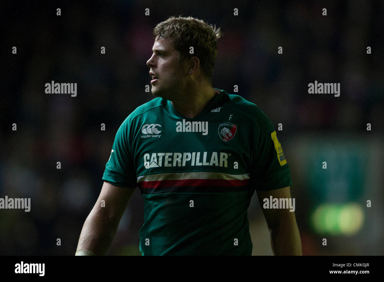 Leicester, UK. 2. November 2013. Ed SLATER (Leicester Tigers). Aktion von der Aviva Premiership-match zwischen Leicester Tigers und Harlekine an der Welford Road, Leicester auf Samstag, 2. November 2013 gespielt. Bildnachweis: Graham Wilson / Pipeline-Bilder / Alamy Live News Stockfoto