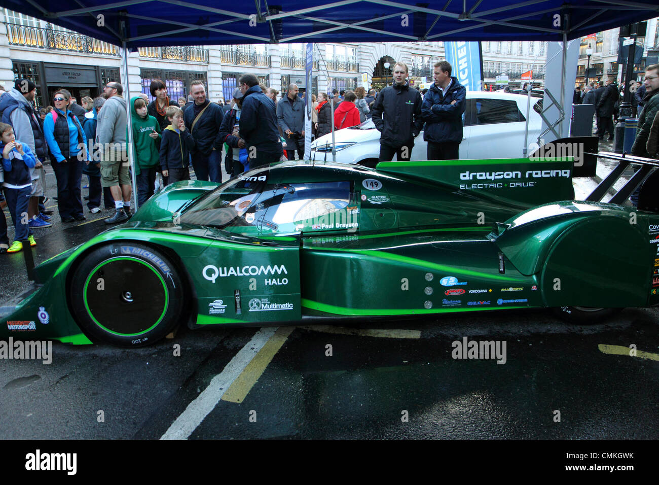 Die Drayson B12 / 69EV Elektrofahrzeug Land Speed Rekordhalter auf dem Autosalon Regent Street, London, UK Stockfoto