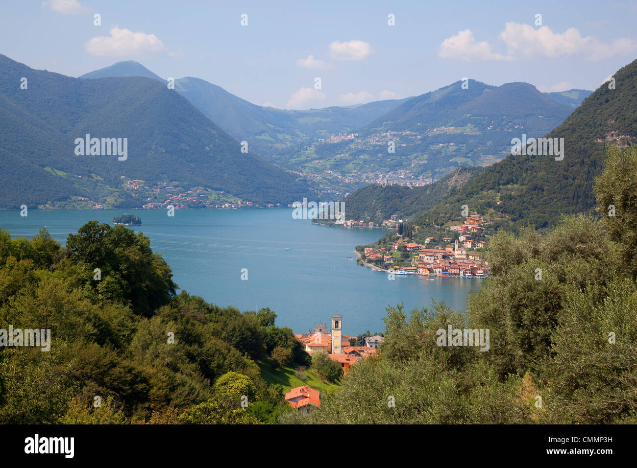 Blick auf den Lago d ' Iseo in der Nähe von Sulzano, Lombardei, italienische Seen, Italien, Europa Stockfoto
