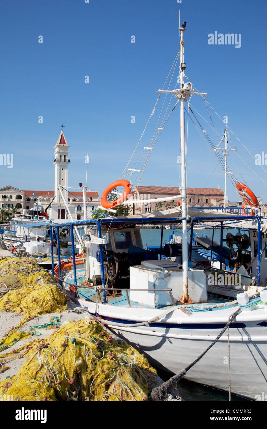 Hafen und Boote, Zakynthos-Stadt, Zakynthos, Ionische Inseln, griechische Inseln, Griechenland, Europa Stockfoto