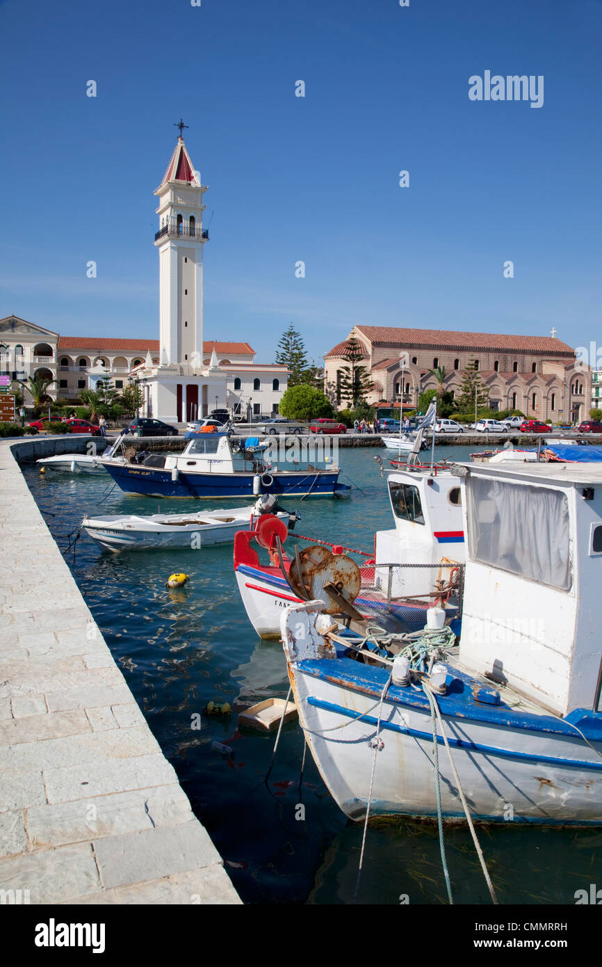 Hafen und Boote, Zakynthos-Stadt, Zakynthos, Ionische Inseln, griechische Inseln, Griechenland, Europa Stockfoto