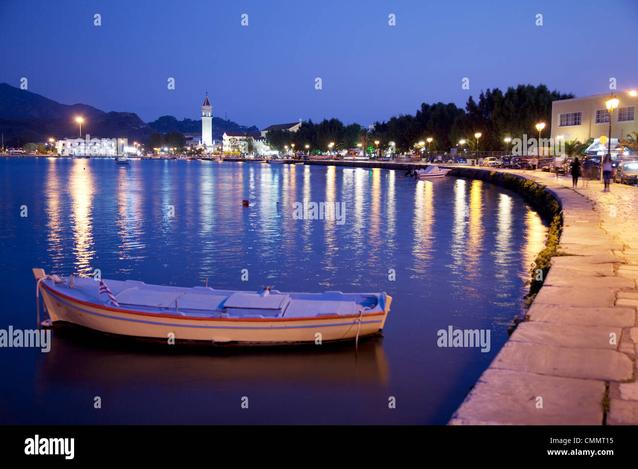 Hafen Sie in der Abenddämmerung, Zakynthos-Stadt, Zakynthos, Ionische Inseln, griechische Inseln, Griechenland, Europa Stockfoto