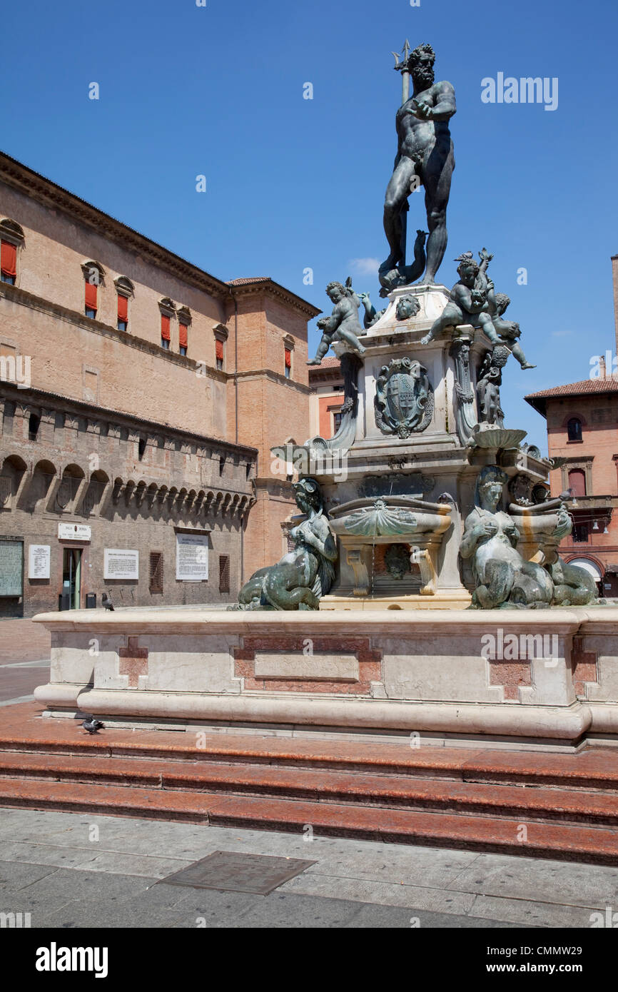 Brunnen von Neptun, Piazza del Nettuno, Bologna, Emilia Romagna, Italien, Europa Stockfoto