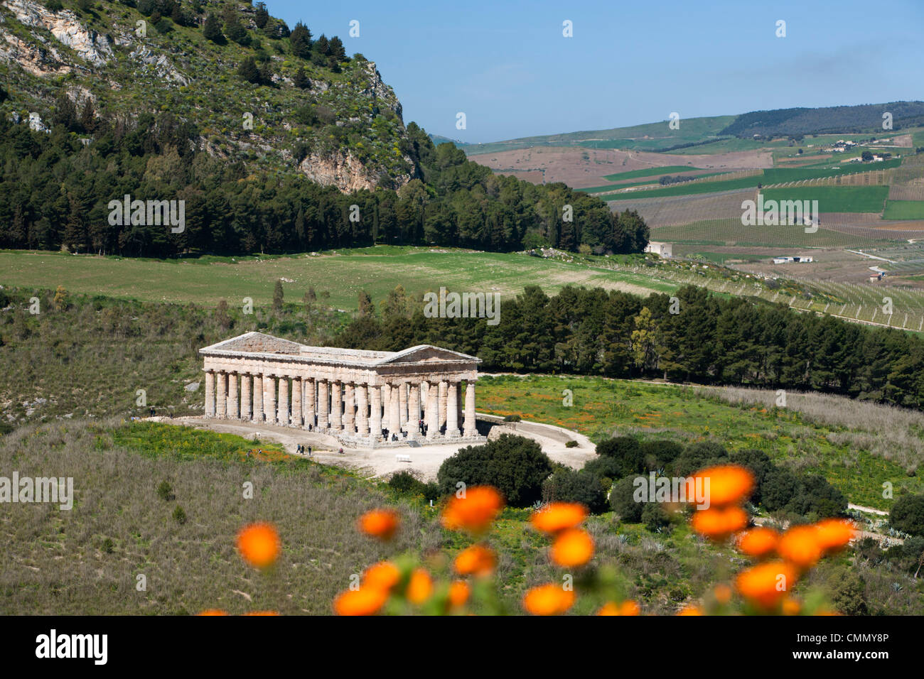 Blick auf Griechisch dorischen Tempel, Segesta, Sizilien, Italien, Europa Stockfoto