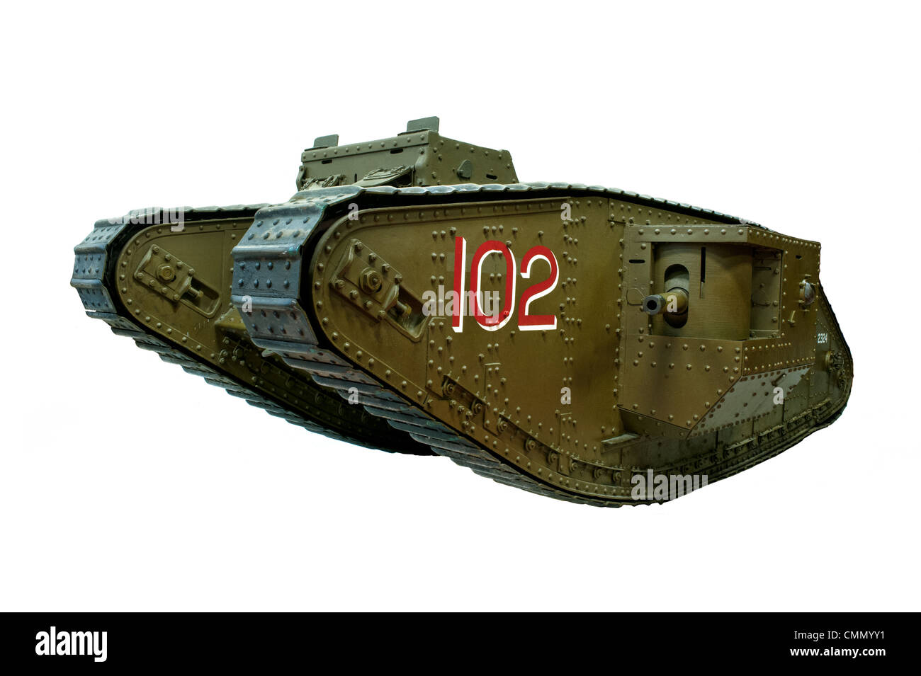 Ein Schneiden von einer schweren Panzer MkIV männlichen verwendet von Briten bewaffnet erzwungenen, während WW1 Stockfoto