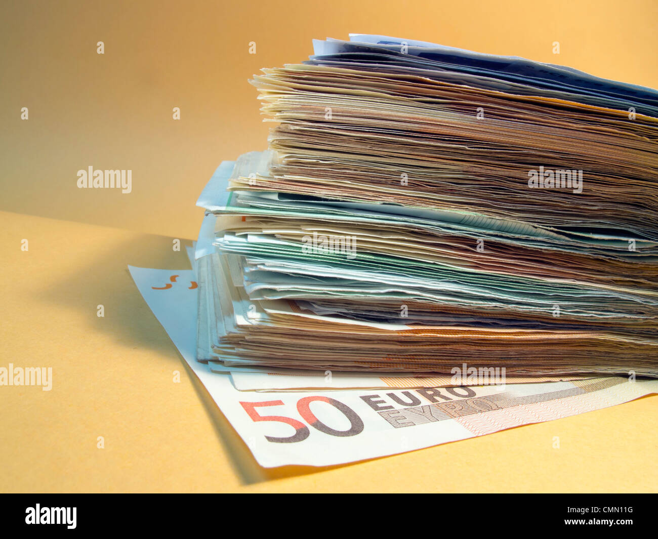 Stapel von Euro-Banknoten Stockfoto