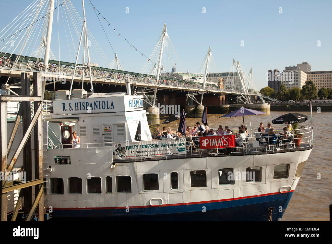 Hipaniola Schiff vor Anker am Themse in Westminster Stockfoto