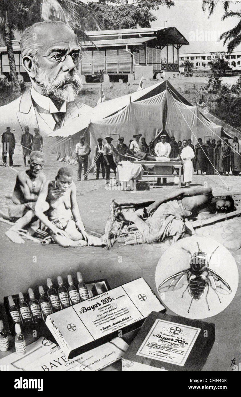 ROBERT KOCH (1843-1910) deutscher Arzt dessen Isolierung von mehreren Viren sind auf diese Werbung von Bayer gefeiert Stockfoto