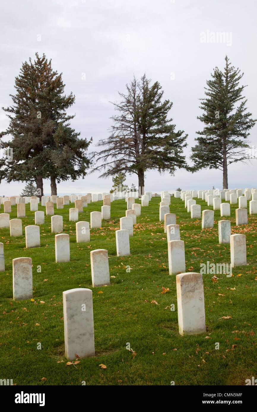 MT, Little Bighorn Battlefield National Monument National Cemetery für militärische veterns Stockfoto