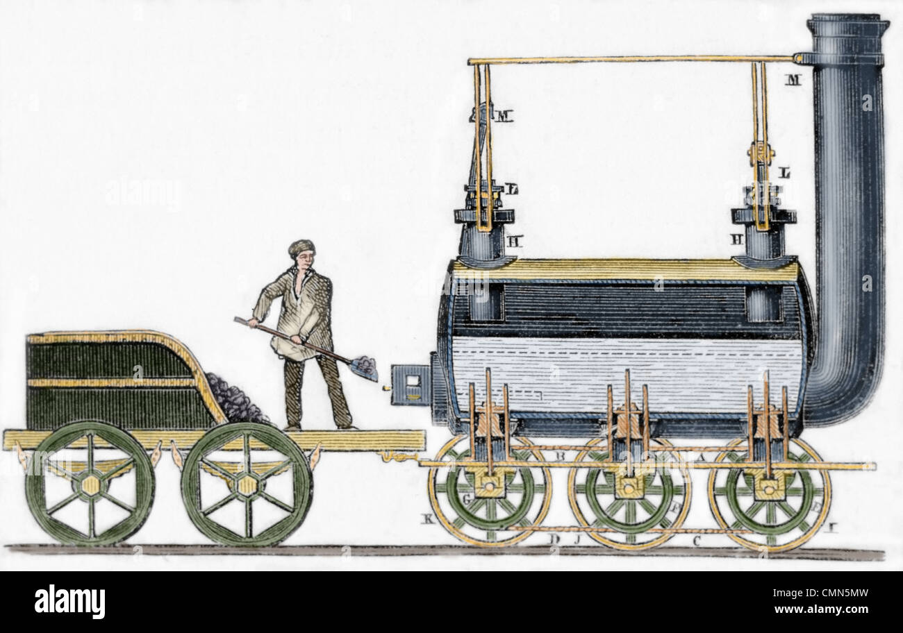 Lokomotive im Jahr 1814 von britischer Ingenieur und Erfinder George Stephenson (1781-1848) entworfen. Stockfoto