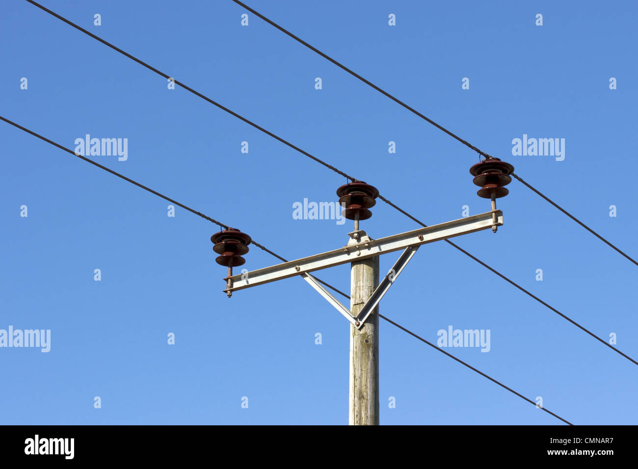Elektrizität Mast mit Freileitungen, UK Stockfoto