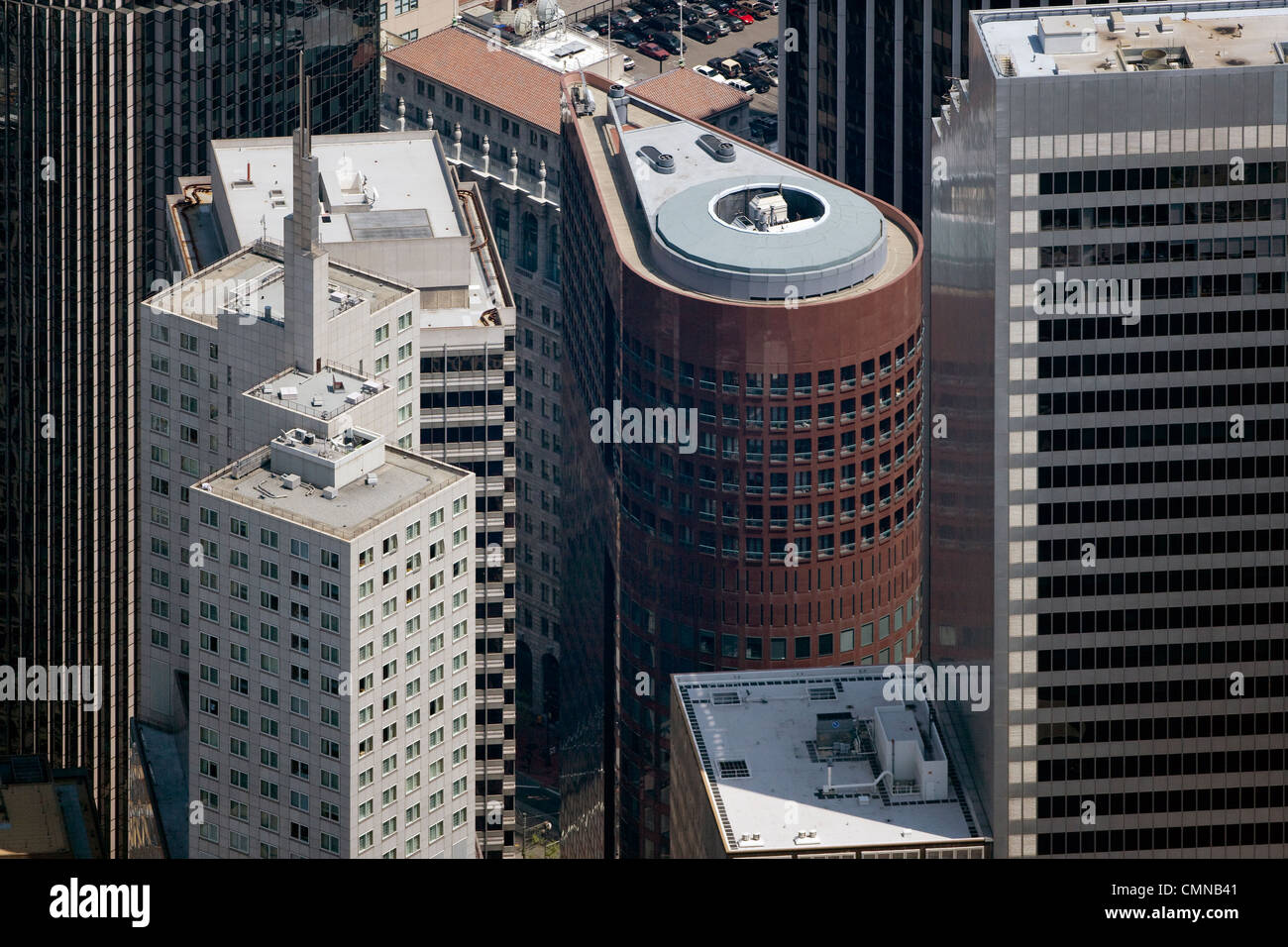 Luftaufnahme One Pine Street, 345 California Center, eine Front Street Shaklee Terrassen Wolkenkratzer San Francisco Stockfoto