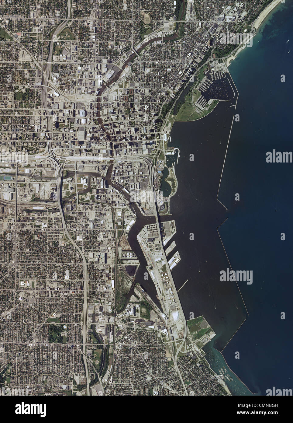 Luftbild-Karte von Milwaukee, Wisconsin Stockfoto