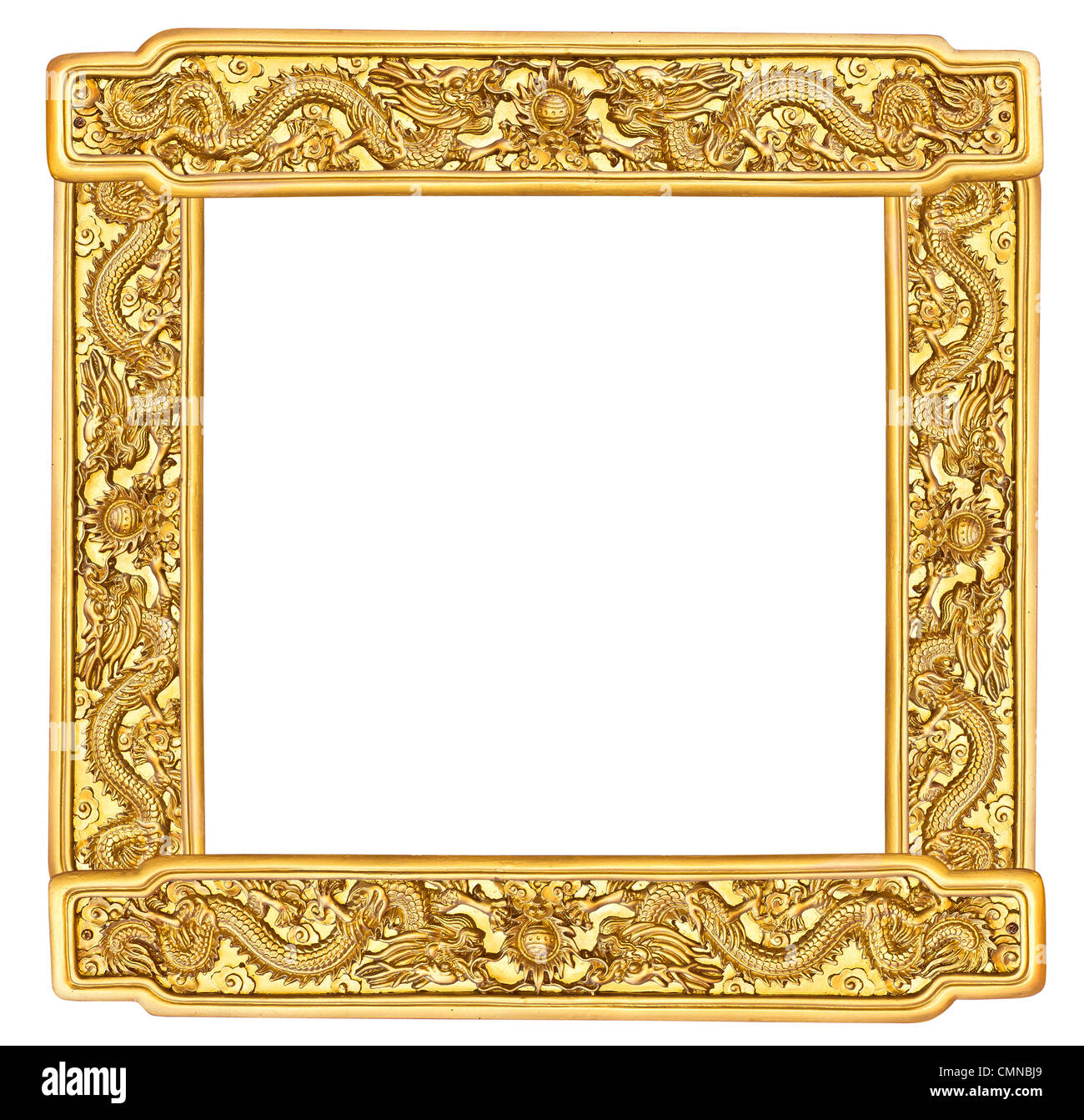 Goldener Drache isoliert auf weißem Hintergrund Stockfoto