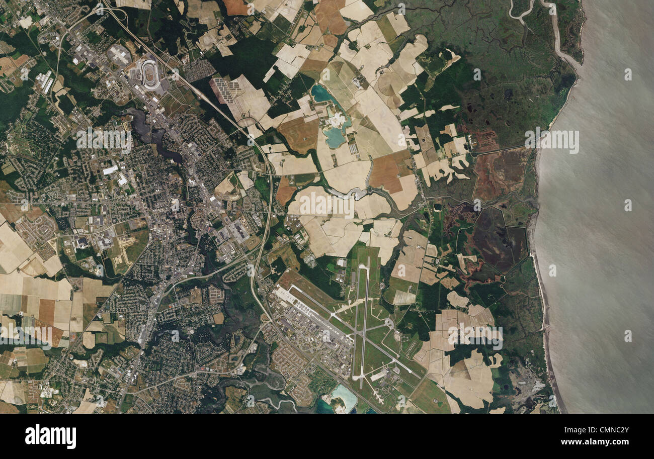 Luftbildkarte Dover, Delaware und Dover Air Force Base, DOV Stockfoto