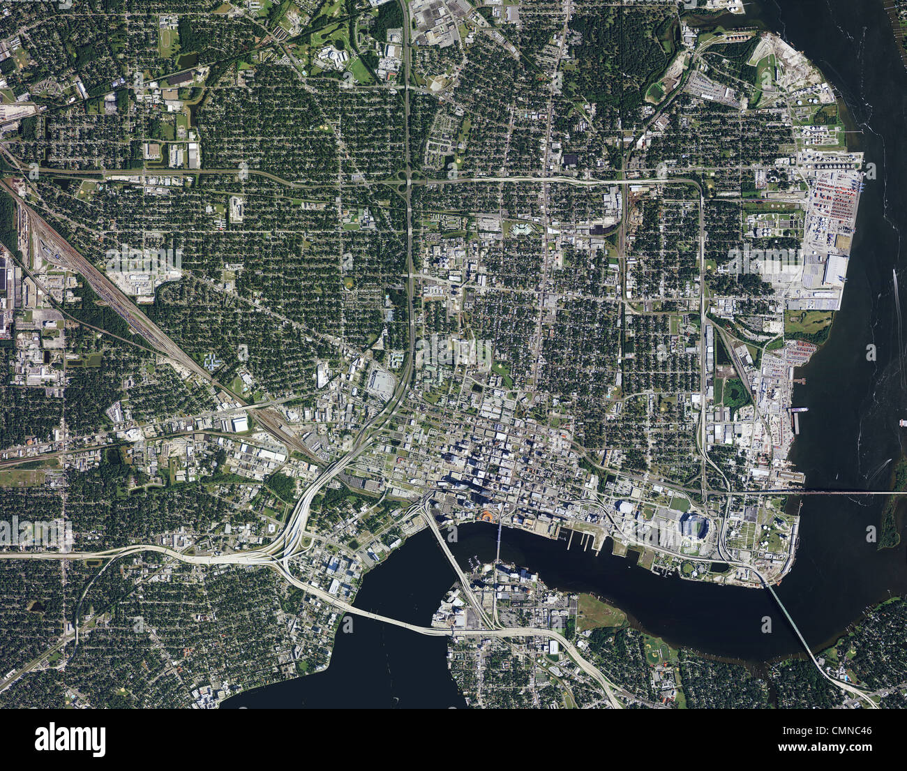 Luftbild-Karte Jacksonville Florida Stockfoto