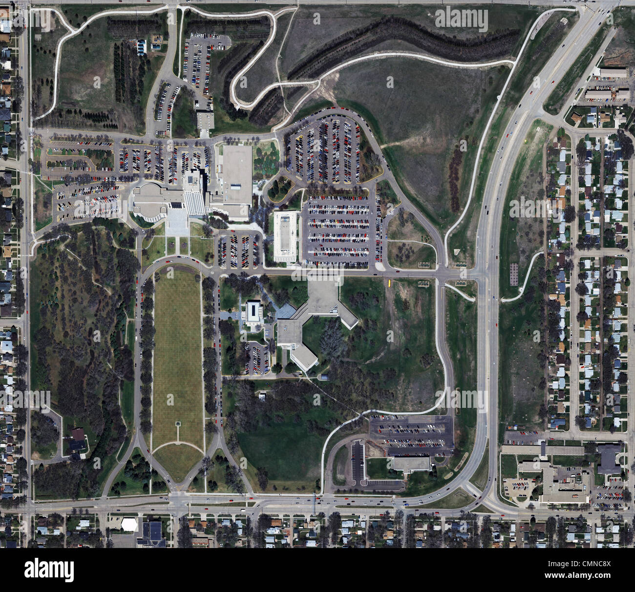 Luftbild-Karte von State Capitol Komplex Bismark, North Dakota Stockfoto