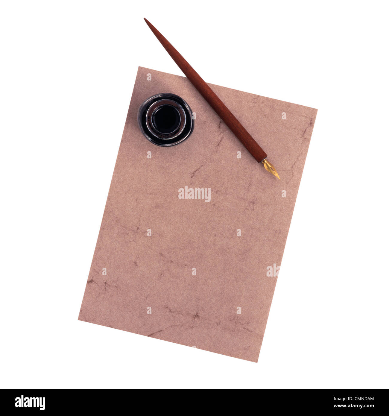 Vintage-Papier Tinte Feder, Tintenfass Stockfoto