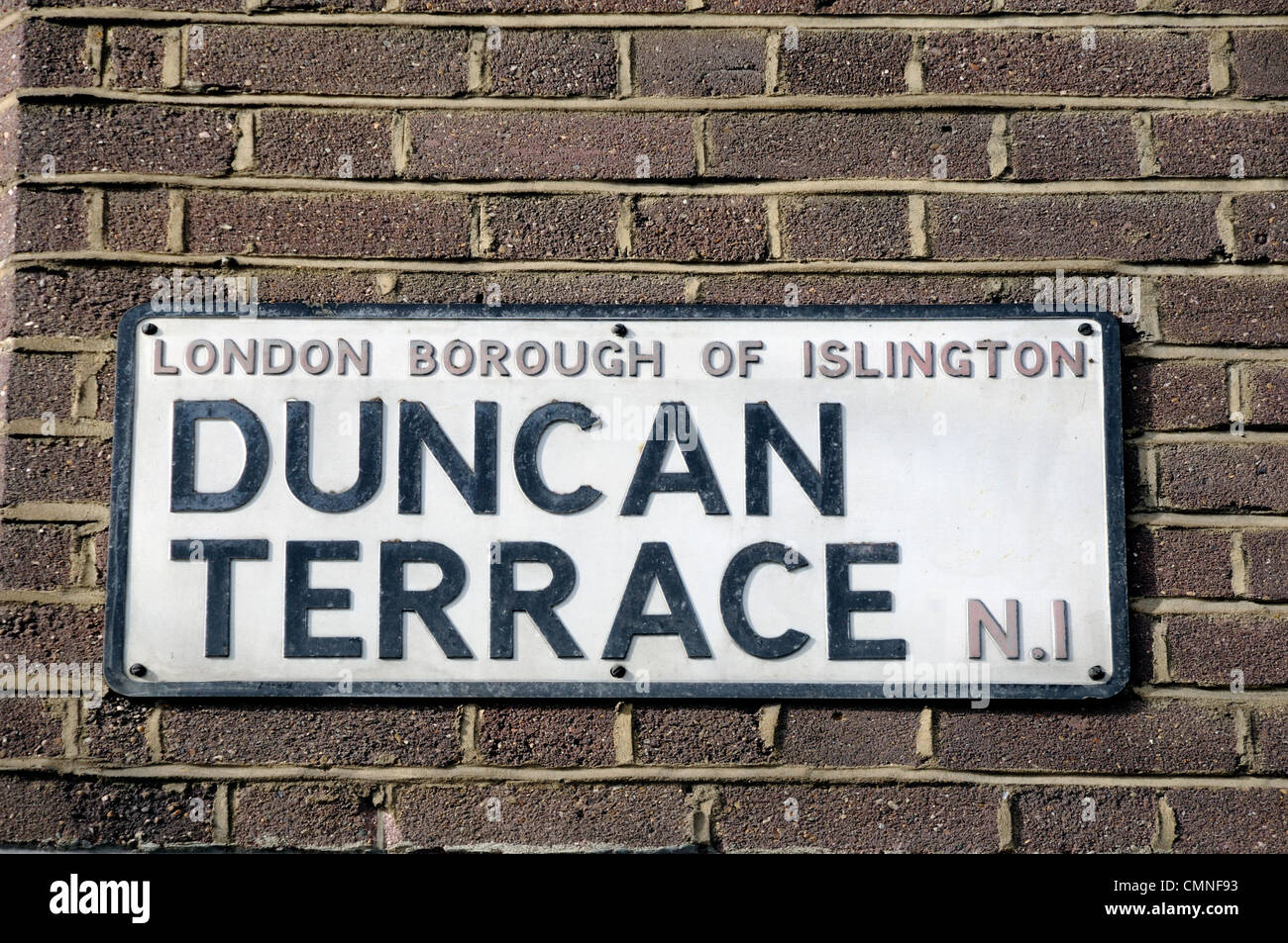 Duncan Terrasse Straßenschild, London Borough of Islington, N1, London England UK Stockfoto