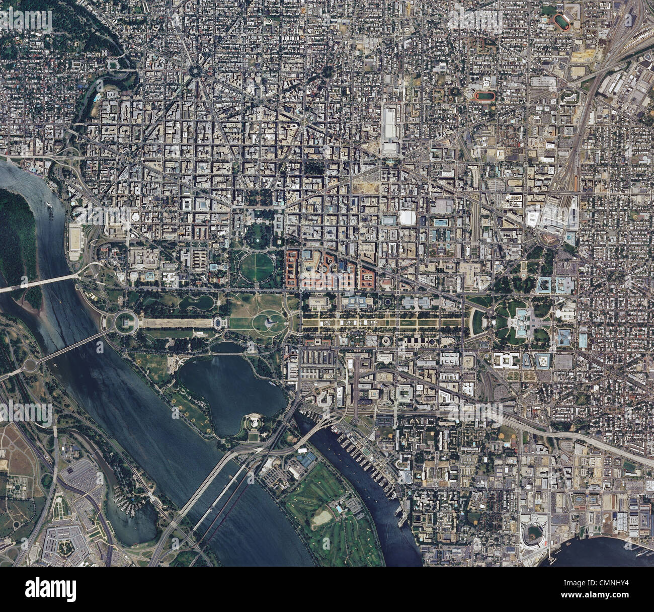 Luftbild-Karte von Washington, DC Stockfoto