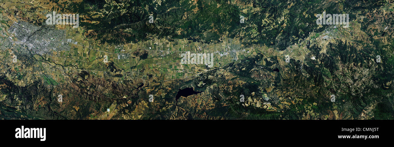 Luftbild-Karte von der Stadt Napa Napa Valley, Kalifornien, Calistoga Stockfoto