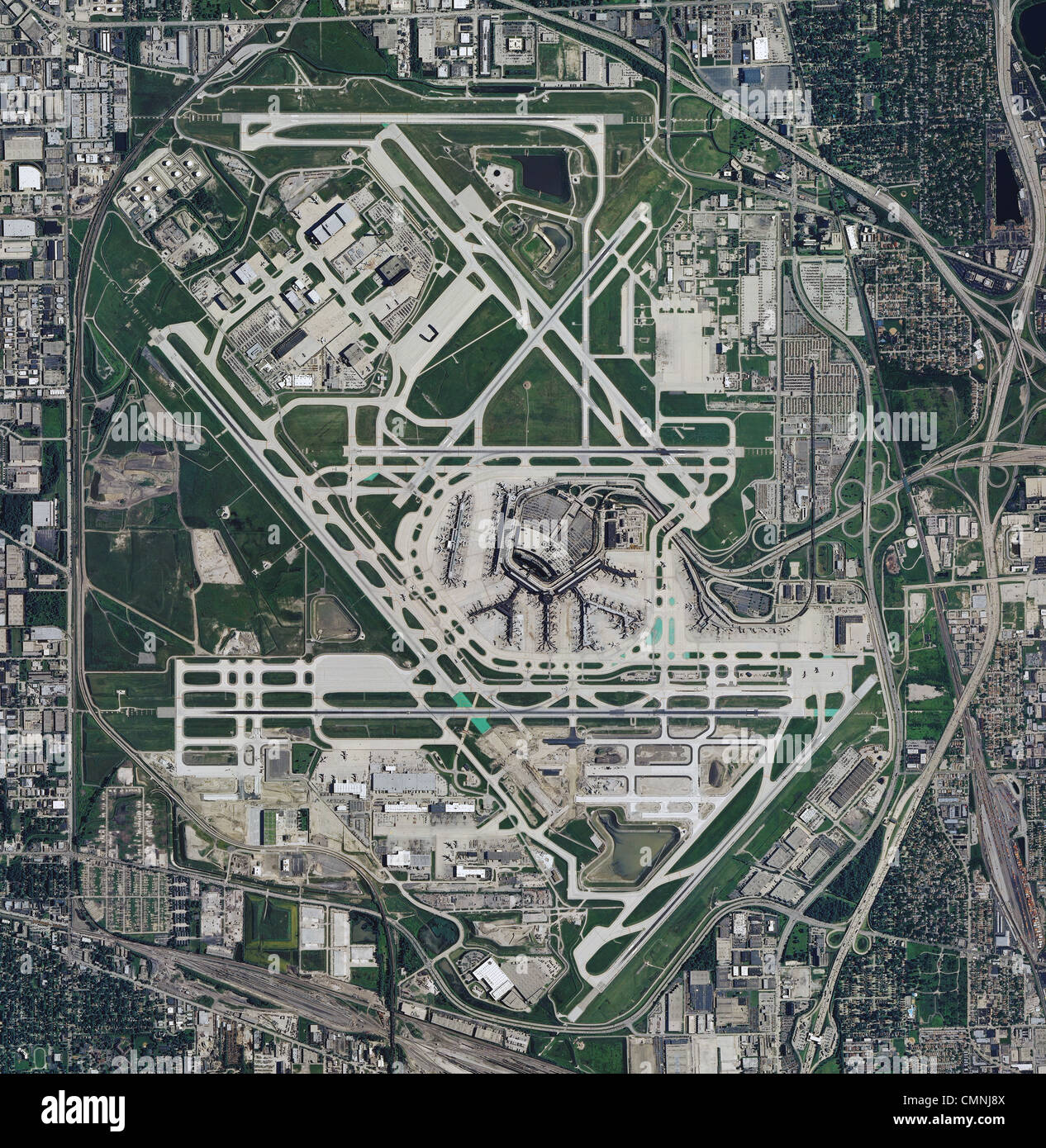 Luftbild-Karte von Chicago O' Hare International Airport ORD Stockfoto
