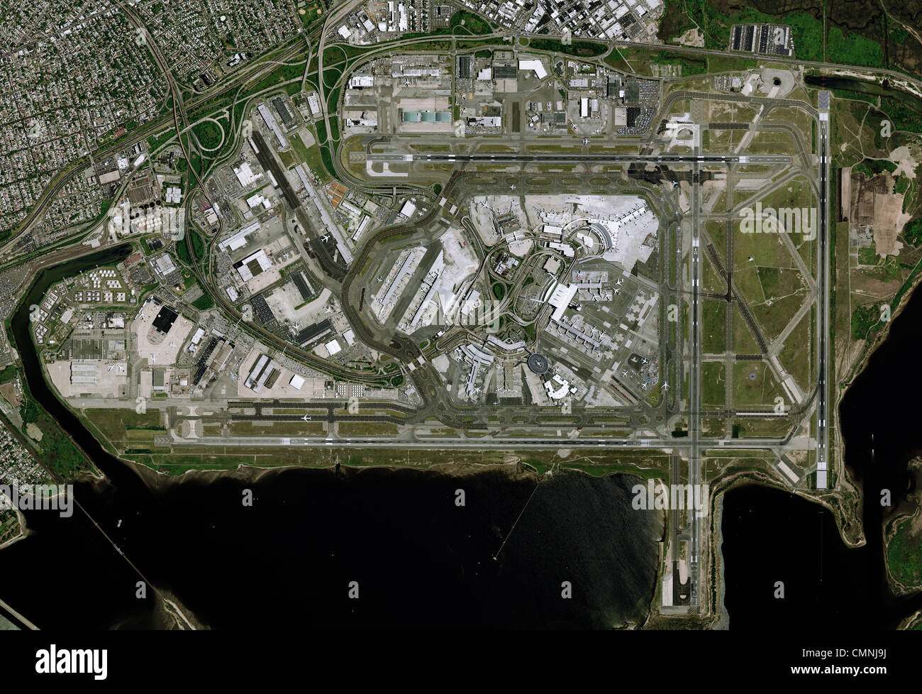 Luftbild-Karte von John F Kennedy International Flughafen Queens New York Stockfoto