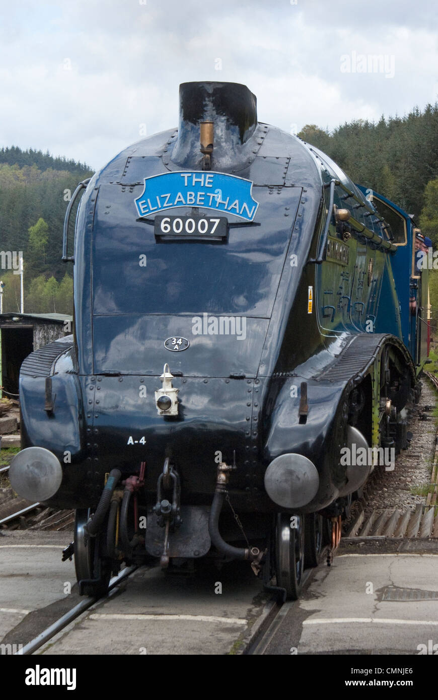 Erhaltene Lokomotive Sir Nigel Gresley bei Levisham auf der North Yorkshire Moors Railway Stockfoto