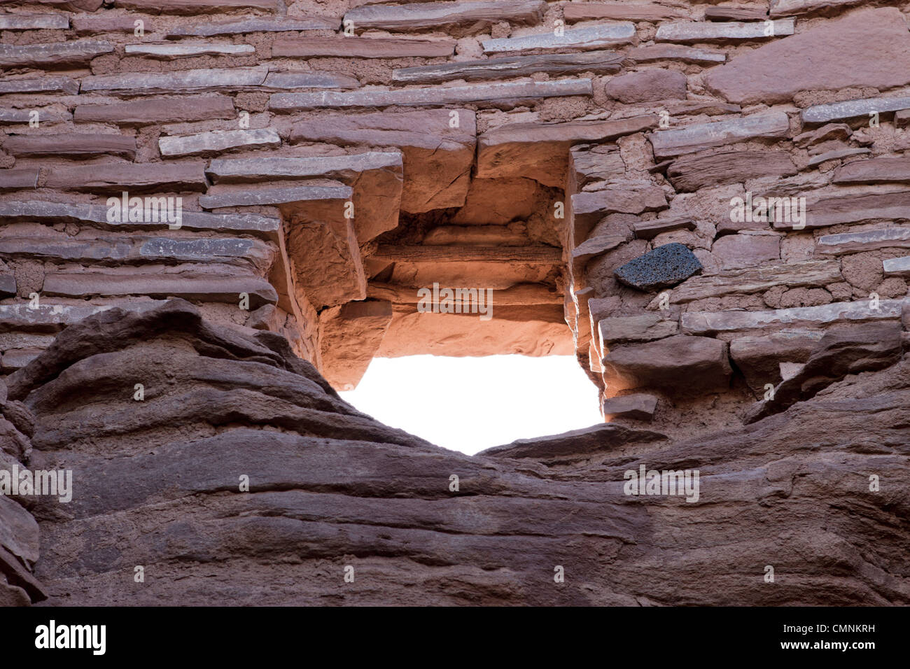 Indianische Ruinen am Wupatki National Monument, gelegen in Nord-Zentral-Arizona, in der Nähe von Flagstaff. Stockfoto