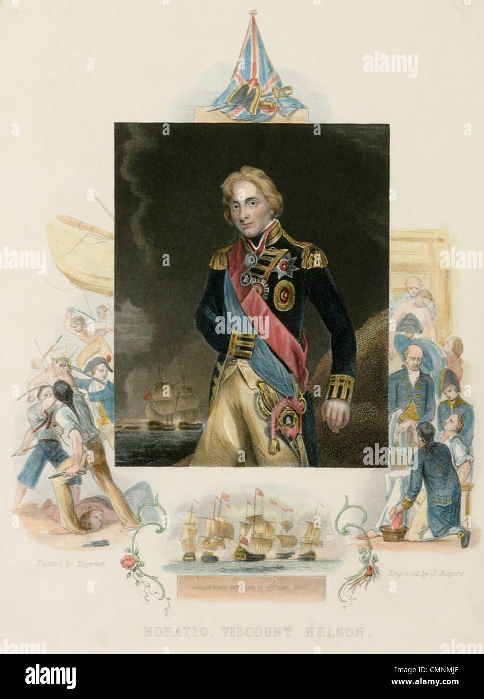 HORATIO NELSON (1758-1805) Royal Navy Flag Büro in einer Abbildung von 1860 Stockfoto