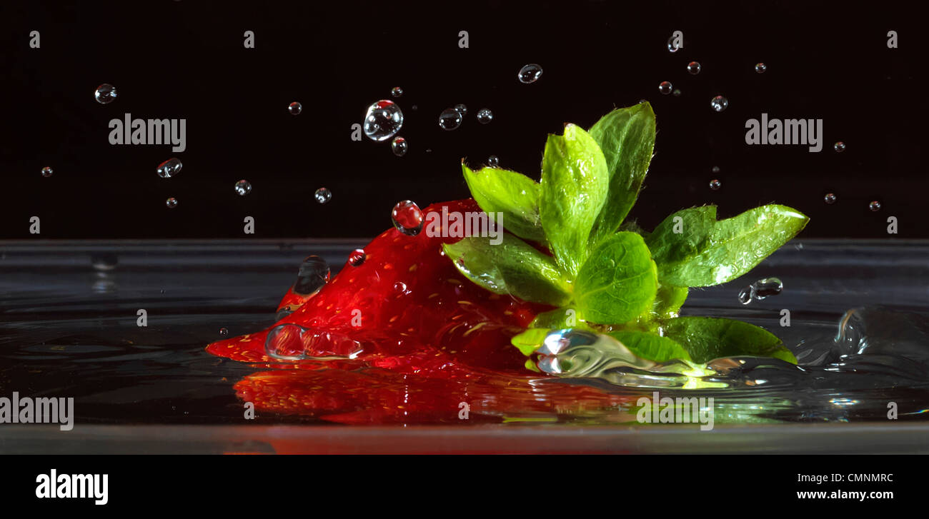 Strawberry Splash Studio Foto Stockfoto