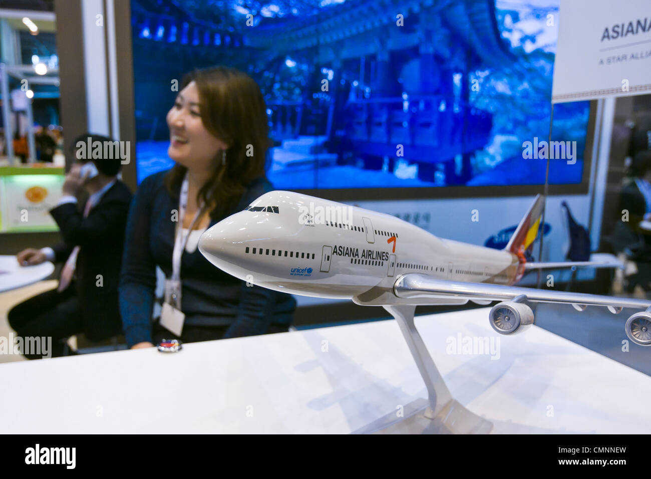 Asiana Airlines Stand International Tourism Show 2012 Paris Stockfoto