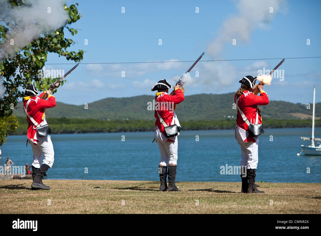 Re-Enactment von Captain Cooks Landung in Cooktown, Queensland, Australien Stockfoto