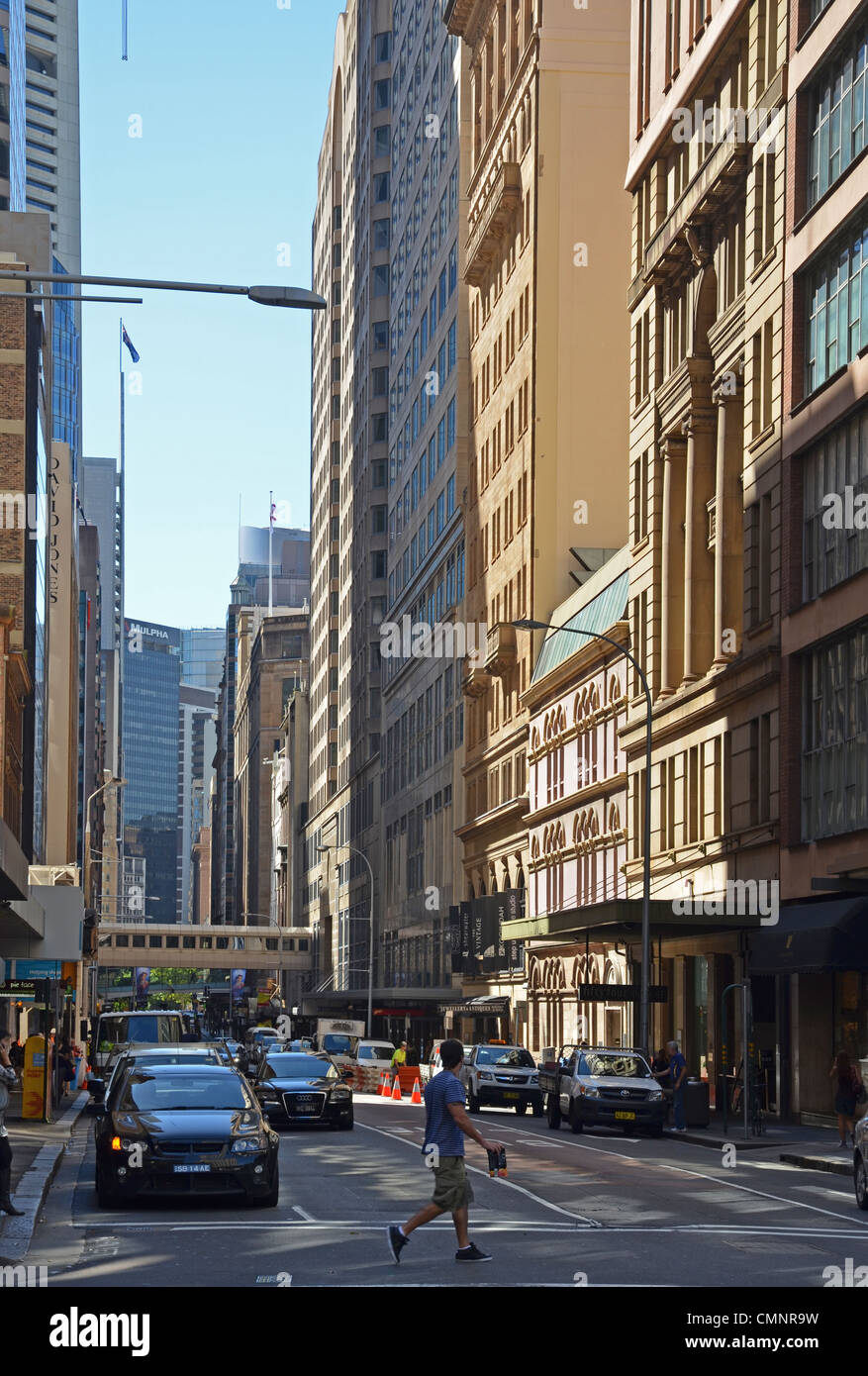 Belebte Straße in Sydney CDB, Australien Stockfoto