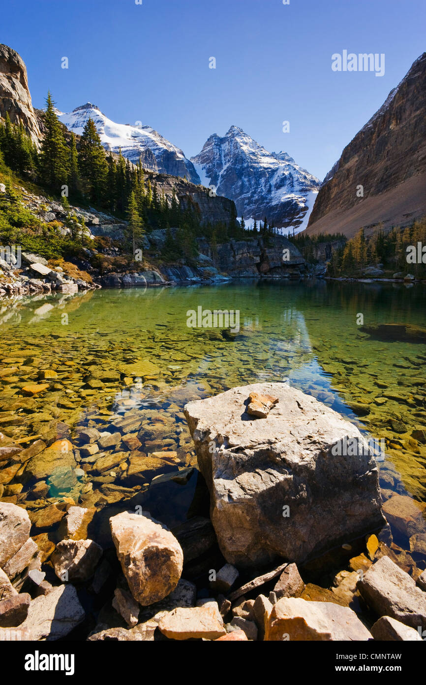 Victoria-See und die Berge, Yoho Nationalpark, Britisch-Kolumbien Stockfoto