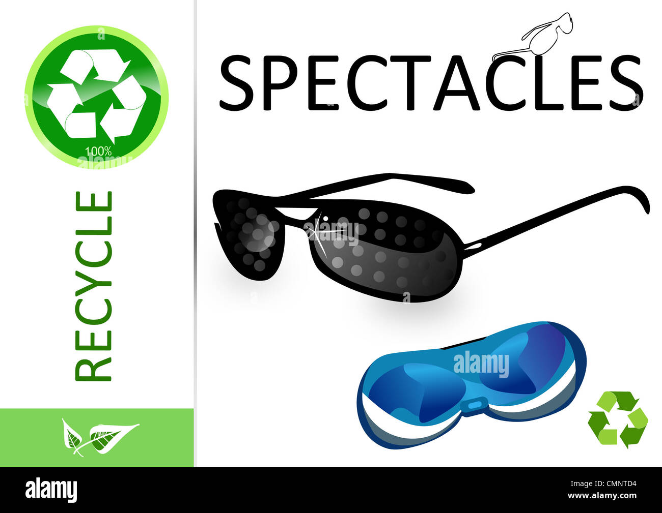 Bitte recyceln Brille Stockfoto