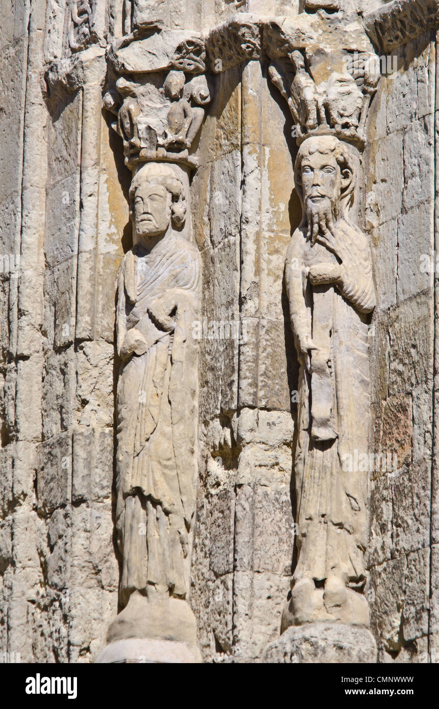 Gotische Skulptur auf Segovias Kathedrale Stockfoto